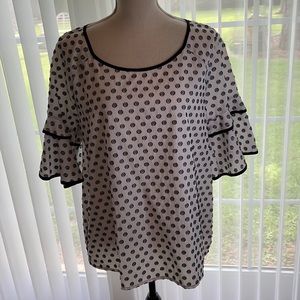 Tommy Hilfiger Black & White Bell Sleeve Top L